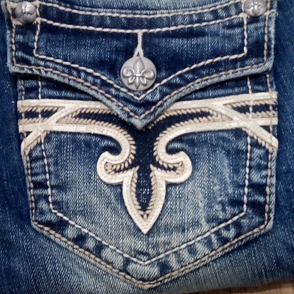 Rock Revival NWT Women's 28 Mandy Bootcut Embellished Faux Leather Flap Pockets - Picture 2 of 14